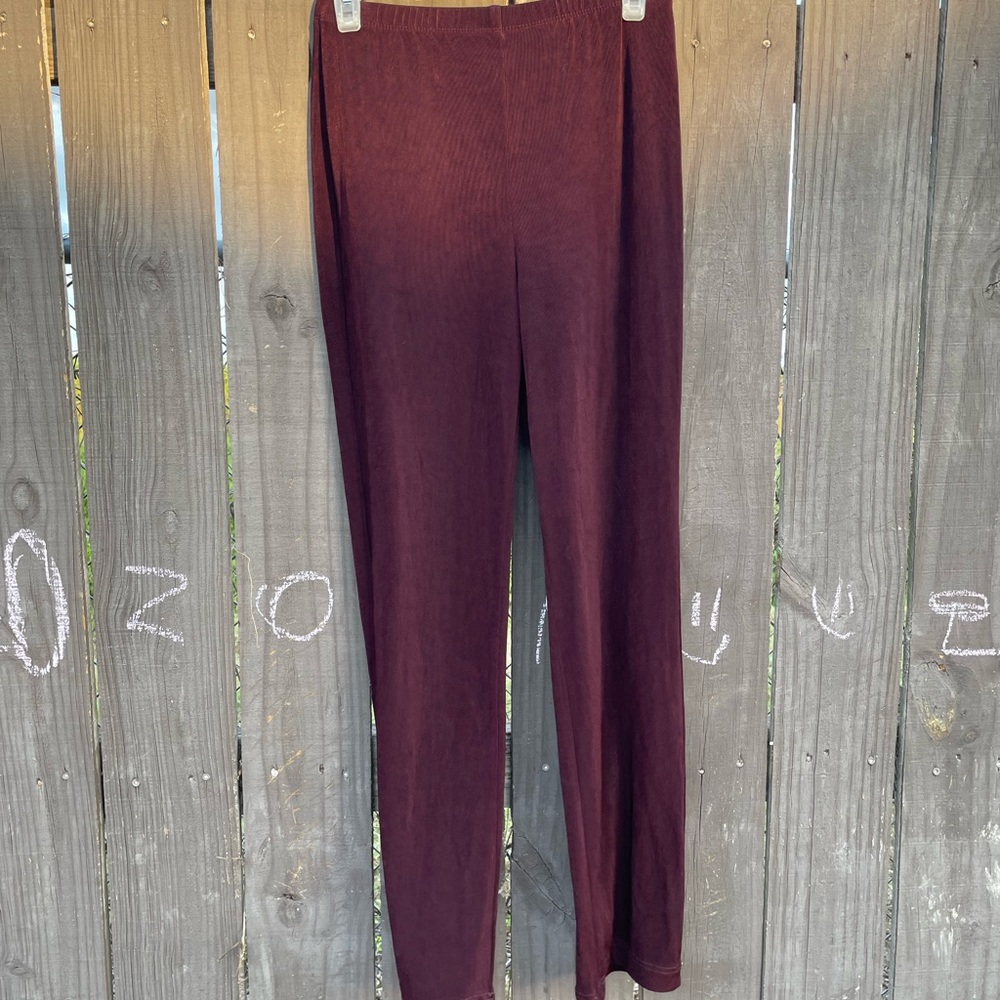 Vintage Chicos women’s acetate deep burgundy slip on trousers